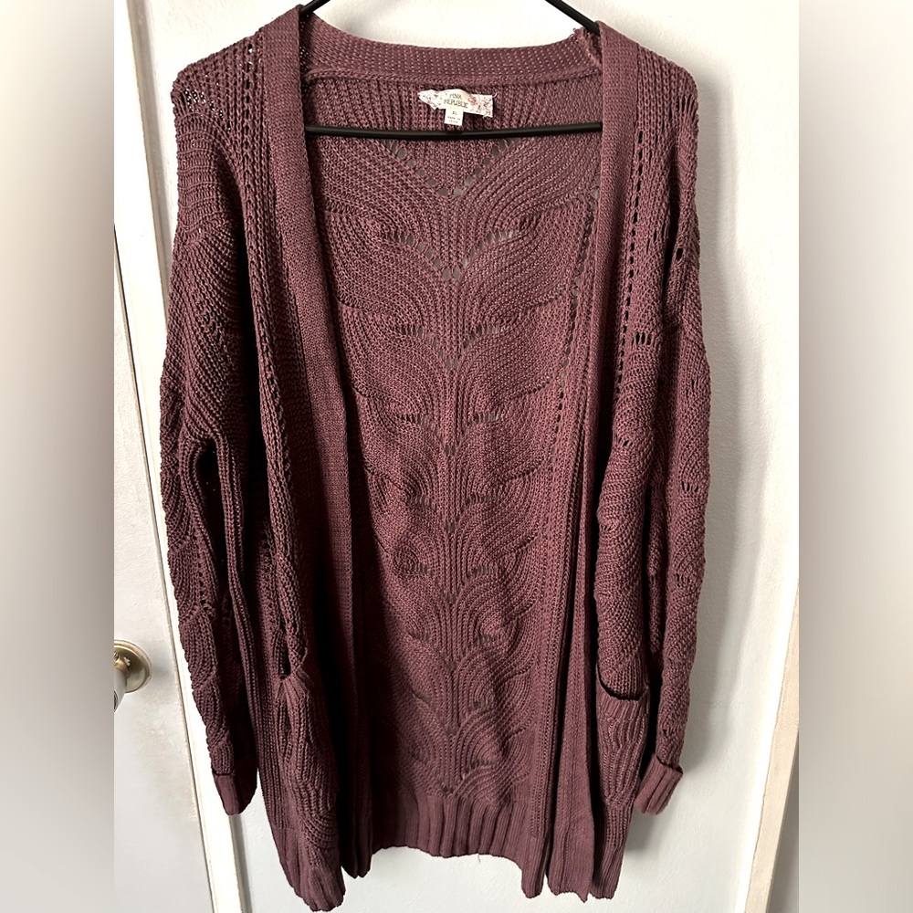 Junior’s dark purple cardigan